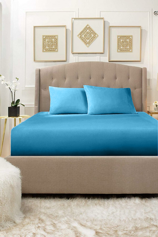 Elastic sheet set with two pillowcases Blue