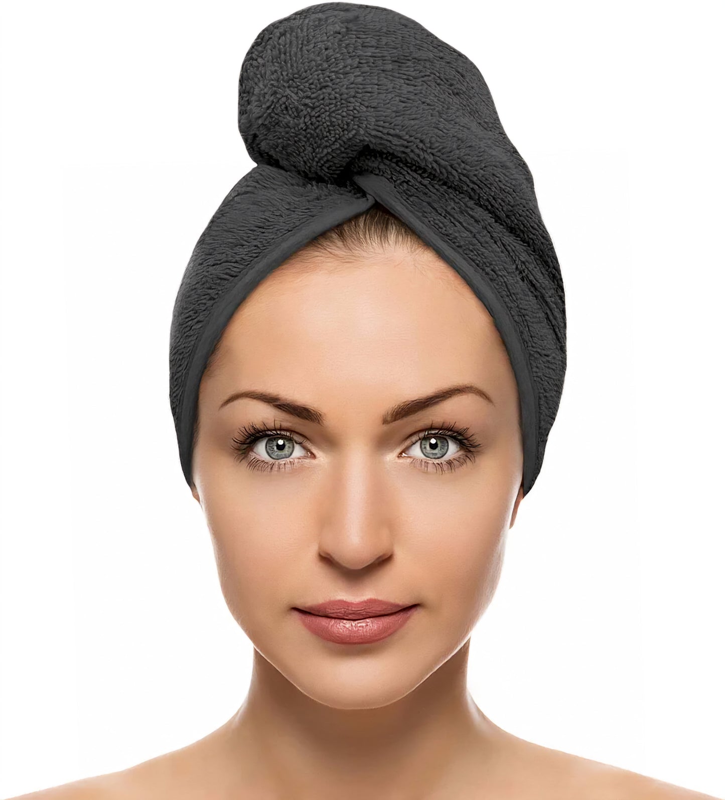 Buttoned head towel in cardboard box Anthracite