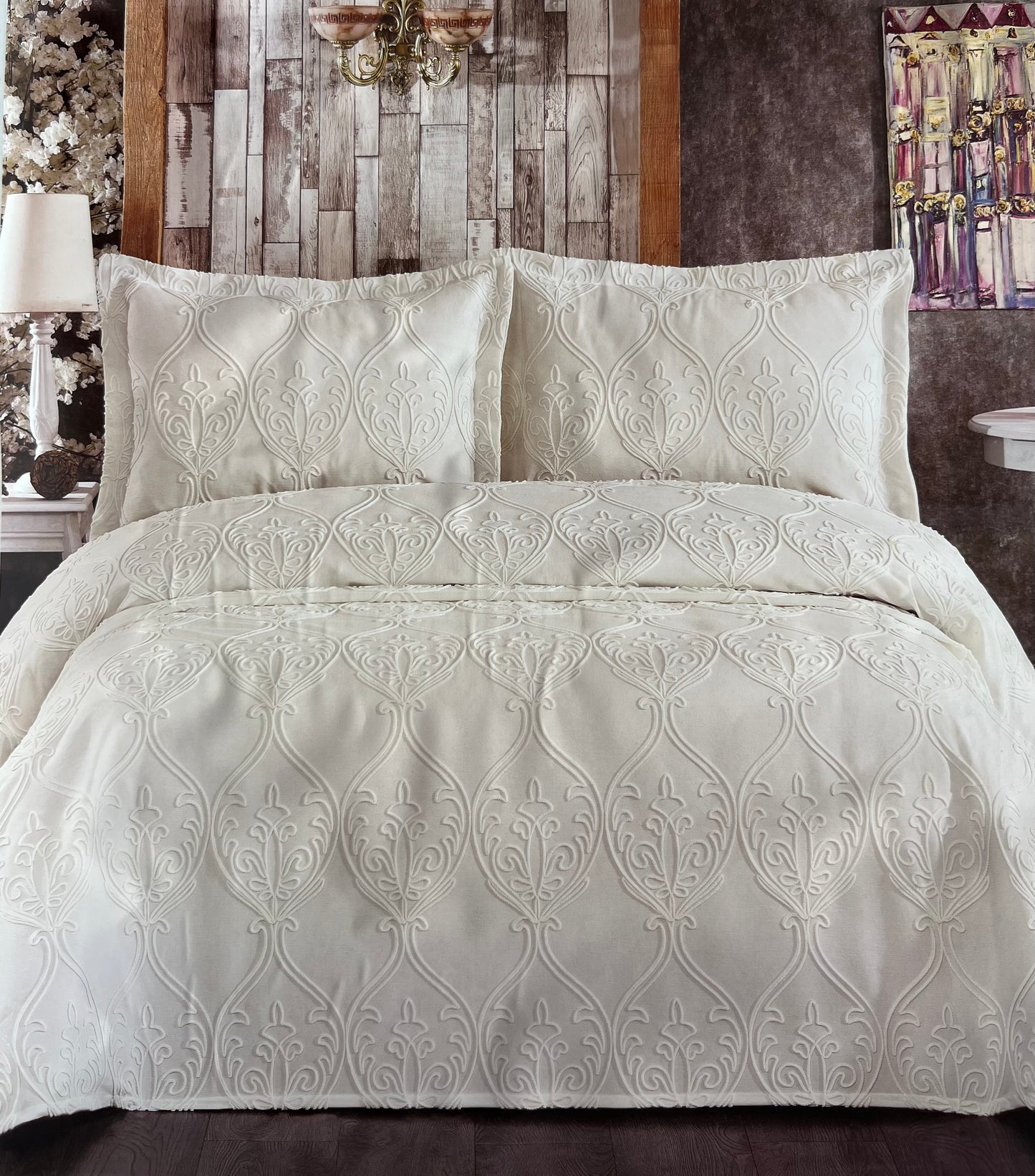 Luxurious embroidered sofa or bed cover Maya Cream