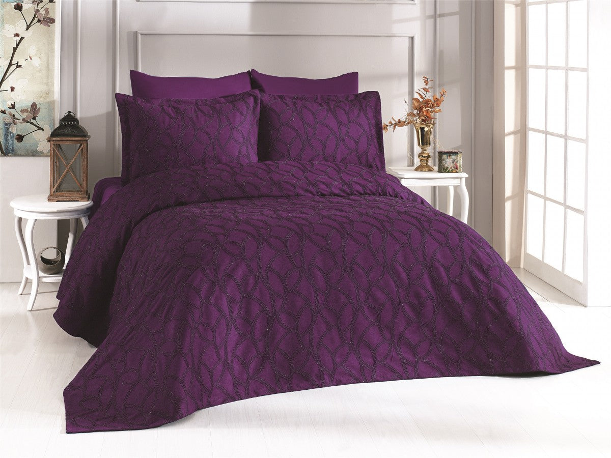 Luxury bedroom set with Orlo Purple embroidery