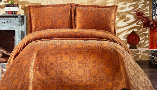 Луксозна бродирана кувертюра за диван или легло Тренд Медено Оранжев